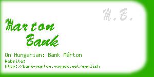 marton bank business card