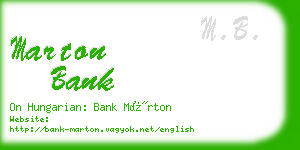 marton bank business card
